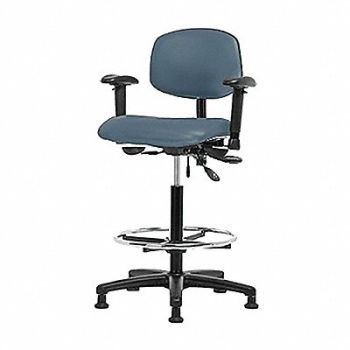 BLUE RIDGE ERGONOMICS Vinyl Chair Hi T AA FR Stat Blue, 343M67