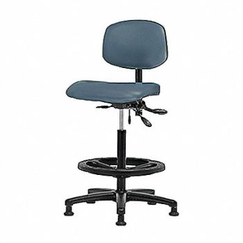 BLUE RIDGE ERGONOMICS Vinyl Chair High Tilt FR Stat Blue, 343R46