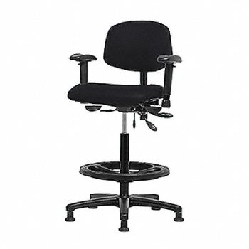 BLUE RIDGE ERGONOMICS Vinyl Chair High AA FR Stat Black, 343U30