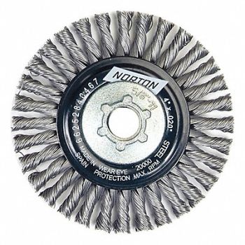 NORTON Wire Wheel Brush 4 x0.020 x5/8-11, 348FD4