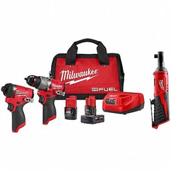MILWAUKEE M12 FUEL Combo Kit M12 3/8 Ratchet, 387WK9