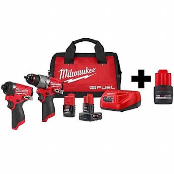 MILWAUKEE M12 FUEL 2-Tool Kit M12 CP2.5 Battery, 388RW8