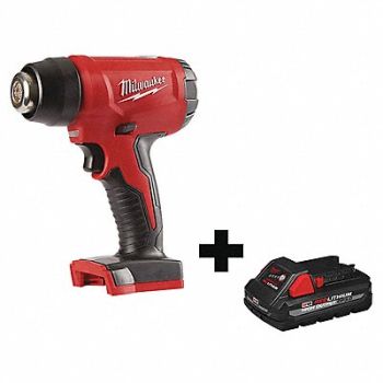 MILWAUKEE Heat Gun Kit 18V DC 3 lb 875 deg.F, 349AJ1