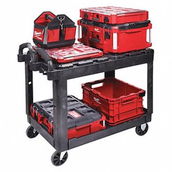 MILWAUKEE Utility Cart 2 Shelves Black 500 lb., 349AP6