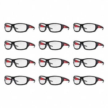 MILWAUKEE Safety Glasses 12 pk Clear Lens, 349EW9