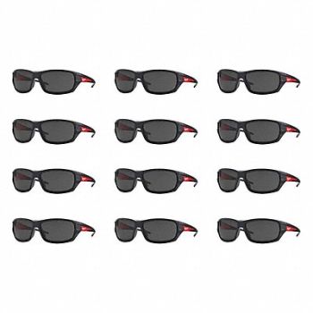 MILWAUKEE Safety Glasses 12 pk Black Frame, 349EX0