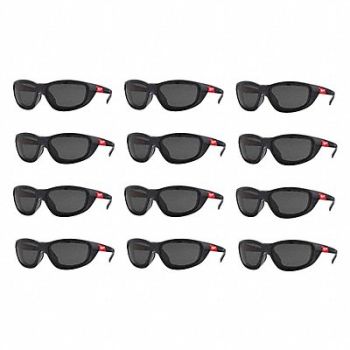 MILWAUKEE Safety Glasses 12 pk Unisex, 349EX2