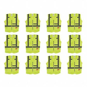 MILWAUKEE High Visibility Vest 12 pk 12 pk S/M, 349EX3