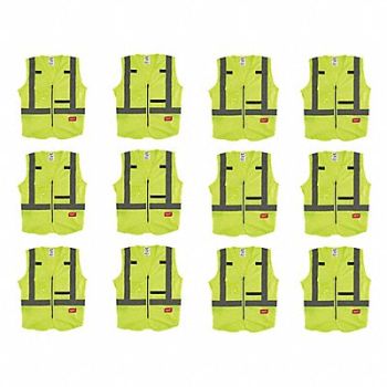 MILWAUKEE High Visibility Vest 12 pk S/M, 349EX4