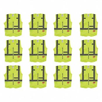 MILWAUKEE High Visibility Vest 12 pk 3XL/4XL, 349EX7