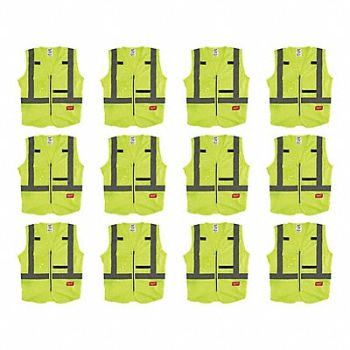MILWAUKEE High Visibility Vest 12 pk 3XL/4XL, 349EX8