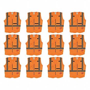 MILWAUKEE High Visibility Vest 12 pk S/M, 349EX9