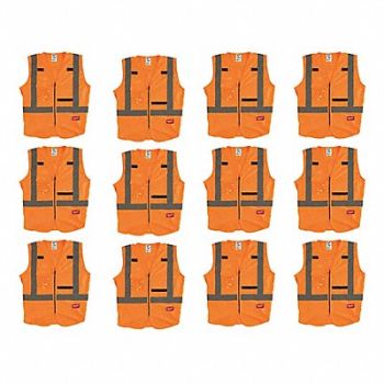 MILWAUKEE High Visibility Vest 12 pk S/M, 349EY0
