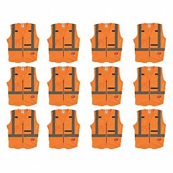 MILWAUKEE High Visibility Vest 12 pk L/XL, 349EY1