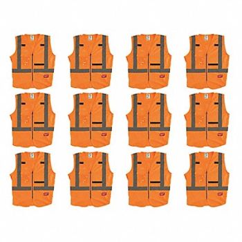 MILWAUKEE High Visibility Vest 12 pk L/XL, 349EY2