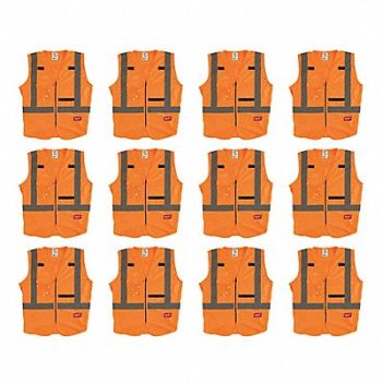 MILWAUKEE High Visibility Vest 12 pk 2XL/3XL, 349EY3