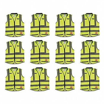 MILWAUKEE High Visibility Vest 12 pk S/M, 349EY5