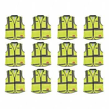 MILWAUKEE High Visibility Vest 12 pk S/M, 349EY6