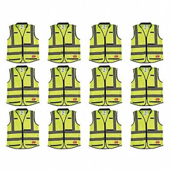 MILWAUKEE High Visibility Vest 12 pk L/XL, 349EY7