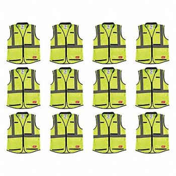 MILWAUKEE High Visibility Vest 12 pk L/XL, 349EY8