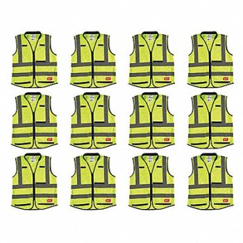 MILWAUKEE High Visibility Vest 12 pk 3XL/4XL, 349EY9