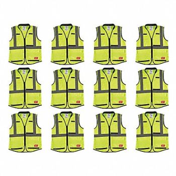 MILWAUKEE High Visibility Vest 12 pk 3XL/4XL, 349EZ0