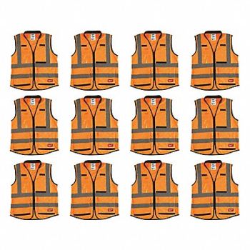 MILWAUKEE High Visibility Vest 12 pk S/M, 349EZ1