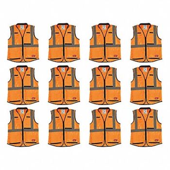 MILWAUKEE High Visibility Vest 12 pk S/M, 349EZ2