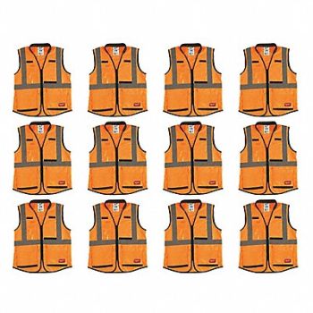 MILWAUKEE High Visibility Vest 12 pk 3XL/4XL, 349EZ6