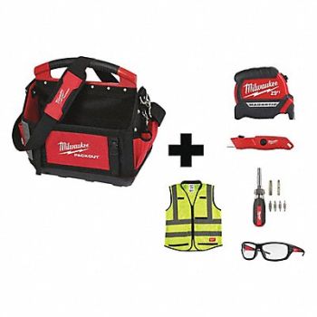 MILWAUKEE Tool Tote General Purpose Red 31 Pockets, 349FA9