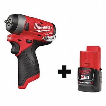 MILWAUKEE Impact Wrench Bare Tool Battery 12VDC, 349VF6
