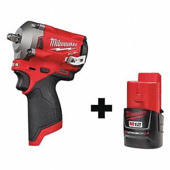 MILWAUKEE Impact Wrench Bare Tool Battery 12VDC, 349VF7