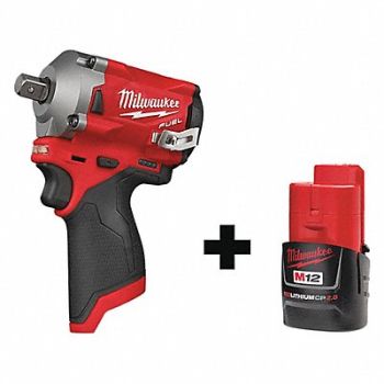 MILWAUKEE Impact Wrench Bare Tool Battery 12VDC, 349VF9