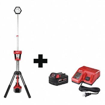 MILWAUKEE Cordless Tripod Light Battery Incl, 349VH7