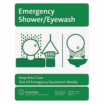 GUARDIAN EQUIPMENT Safety Station Sign Wht/Grn, 34A794