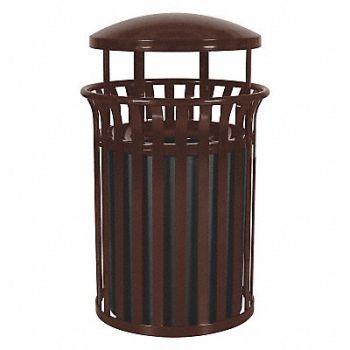 TOUGH GUY J6409 Trash Can 37 gal Brown Steel, 34AU86