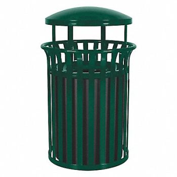 TOUGH GUY J6409 Trash Can 35 gal Green Steel, 34AU87