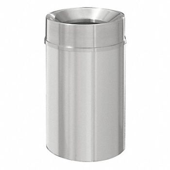 GLARO Trash Can Round 33 gal Silver, 34AW89