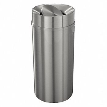 GLARO Trash Can Round 16 gal Silver, 34AW90