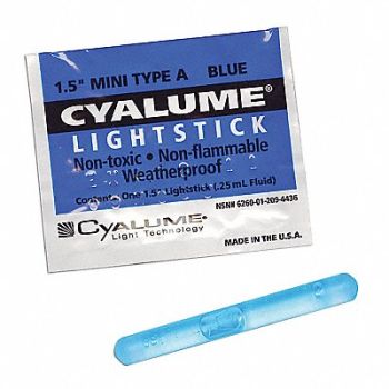 CHEMLIGHT BY CYALUME TECHNOLOGIES Lightstick Blue 4 hr 1-1/2 in L PK50, 34AZ40