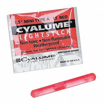 CHEMLIGHT BY CYALUME TECHNOLOGIES Lightstick Red 4 hr 1-1/2 in L PK50, 34AZ50