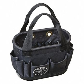 KLEIN TOOLS Bucket Bag Polyester Straight Wall Black, 34E636