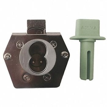 DELTA LOCK Interchang Core Dead Bolt Silv Rectang, 34GU55