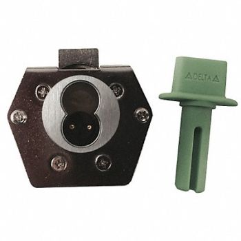 DELTA LOCK Interchang Core Deadlatch Silr Rectang, 34GU59