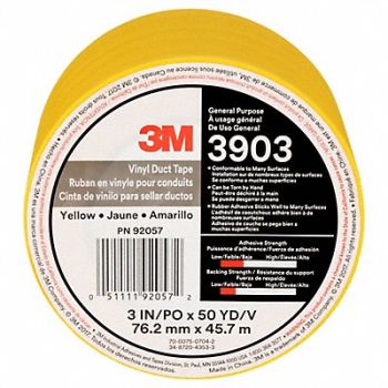 3M Duct Tape Yellow 3 in x 50 yd 6.5 mil, 34KU16