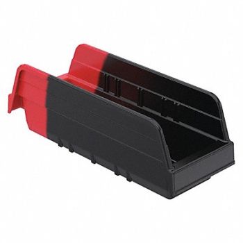 AKRO-MILS H8694 Shelf Bin Black/Red Indstr Grd Poly 4 in, 34RD37