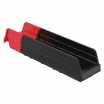 AKRO-MILS H8696 Shelf Bin Black/Red Indstr Grd Poly 4 in, 34RD38
