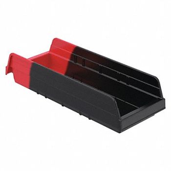 AKRO-MILS H8697 Shelf Bin Black/Red Indstr Grd Poly 4 in, 34RD40