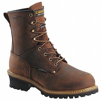 CAROLINA SHOE Logger Boot 8-1/2 EEEE Brown Plain PR, 34WJ78
