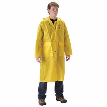 NASCO Rain Coat with Hood XL PU/Nylon 48inL, 34WK42